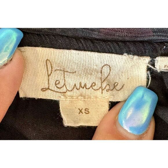 Anthropologie Let me Be Lined Babydoll Tie Back Black Floral Mini Dress XS - Picture 9 of 14